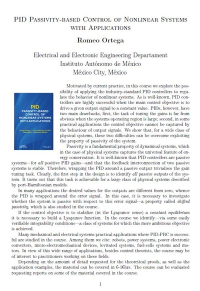 PID Passivity-based Control of Nonlinear Systems with Applications